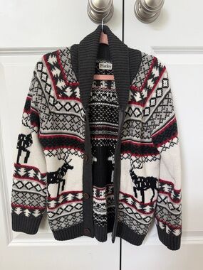 Hatley Kids Black, Cream & Red Fair Isle Shawl Collar Cardigan
